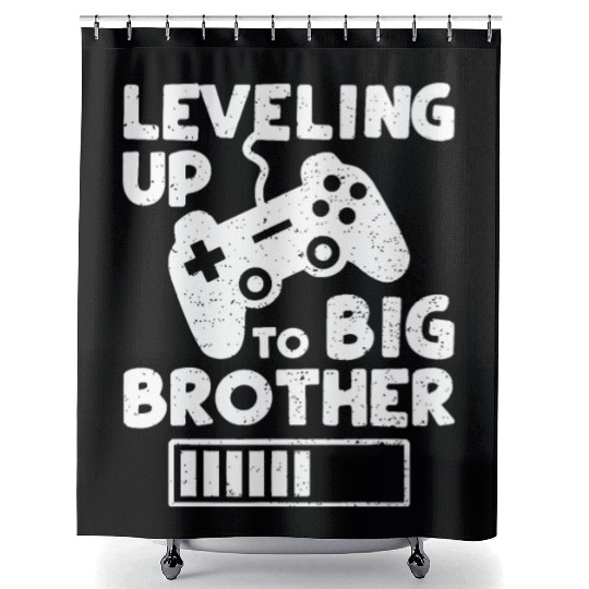 Leveling Up To Big Brother - Siblings Shower Curtains