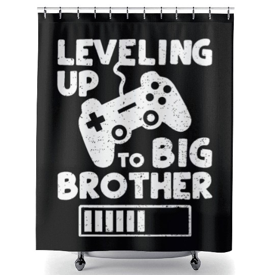 Leveling Up To Big Brother - Siblings Shower Curtains