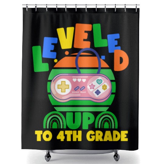 Level up to 4th grade, back to school Shower Curtains