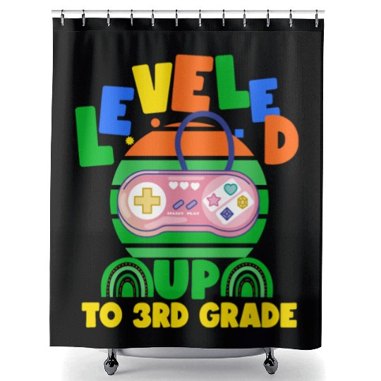 Level up to 3rd grade, back to school Shower Curtains