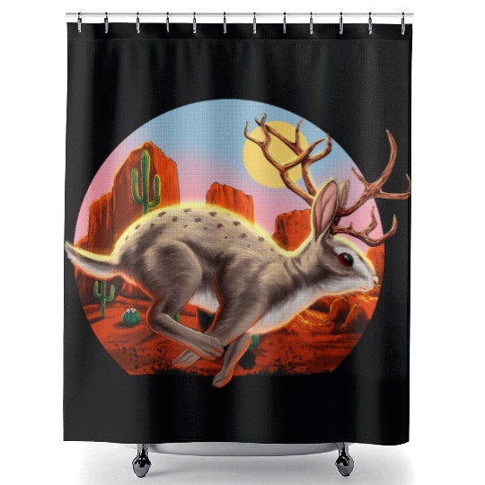 Jackalope Cryptid Rabbit Shower Curtains