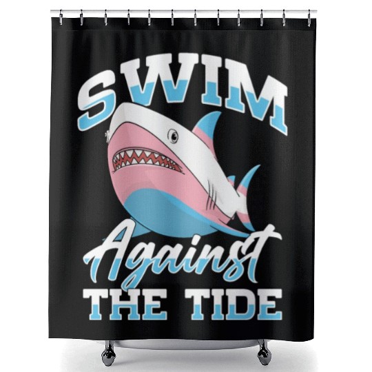 Shark Lover Transgender Pride Flag Trans LGBT Shower Curtains