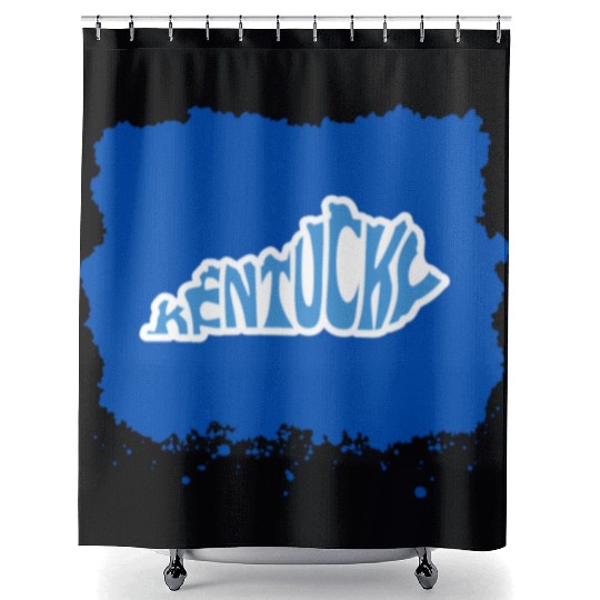 Kentucky Typography Sticker in State Shape Shower Curtains