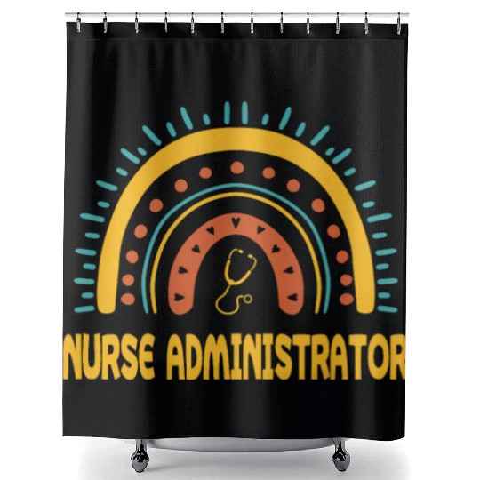 Nurse Administrator Boho Rainbow Nursing Shower Curtains