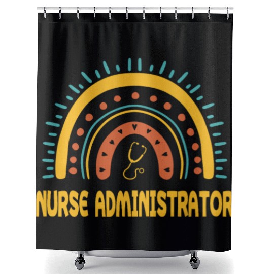 Nurse Administrator Boho Rainbow Nursing Shower Curtains