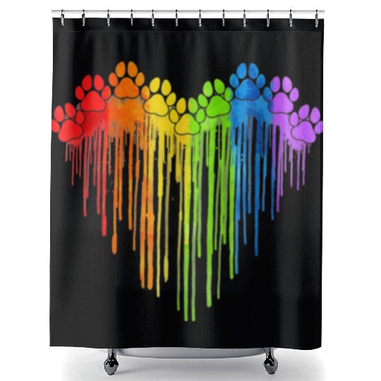 Dog Paws Rainbow Heart Dog Lover Gay Pride LGBT Shower Curtains