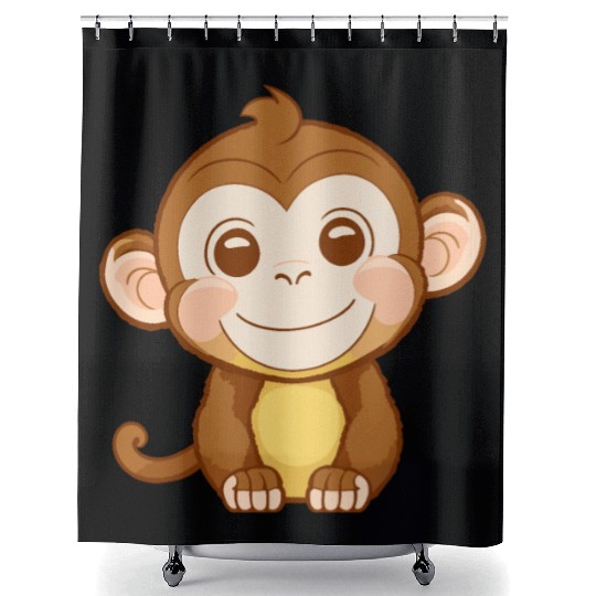 Playful Baby ape Shower Curtains