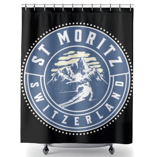 Saint Moritz Switzerland Skiing Shower Curtains