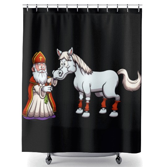 Saint Nicholas Feeding His Horse Shower Curtains