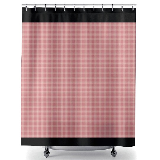 Retro Checkered Pattern Coral Red Shower Curtains
