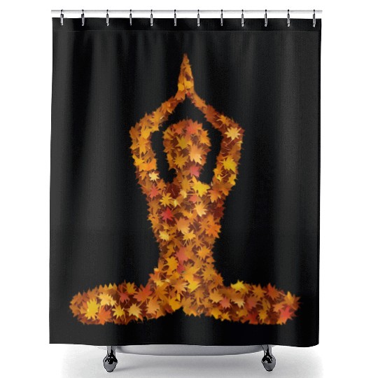 Autumn yoga in the splendour of leaves Shower Curtains