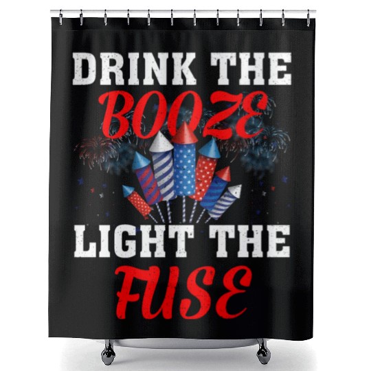 Light The Fuse Fireworks Funny Fourth 4th Of July Shower Curtains