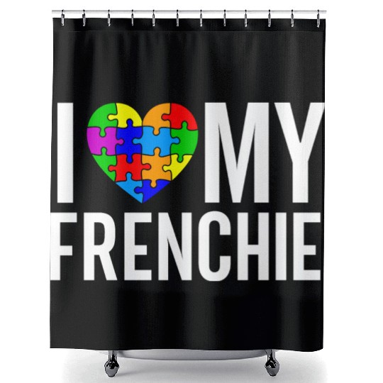 I Love My Frenchie Shower Curtains
