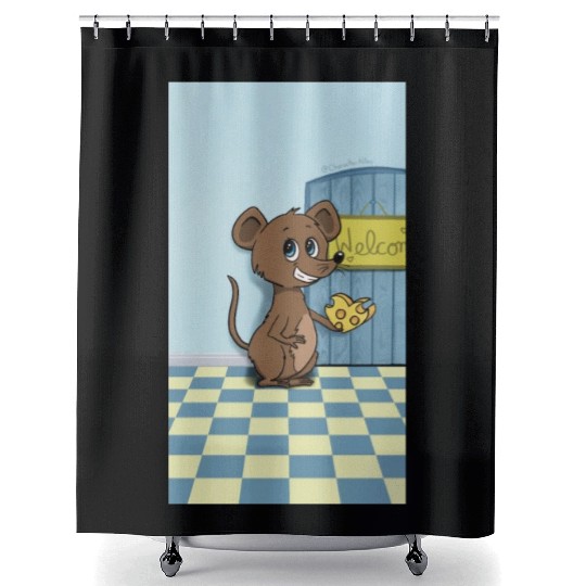 Cheesy Heart Mouse Shower Curtains
