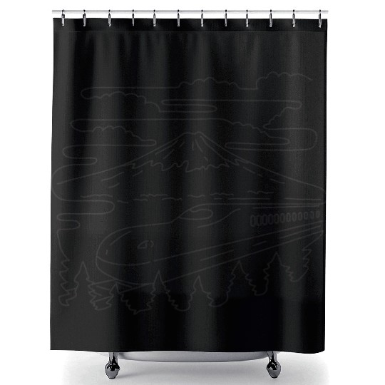 Mount Fuji and Shinkansen Bullet Train in Japan Shower Curtains