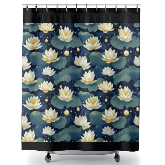 Serenity Blooms: Timeless Lotus Pattern Shower Curtains