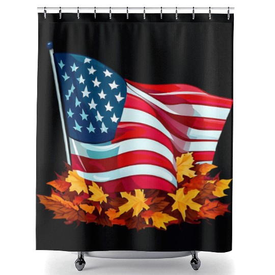Autumn flag of the United States Shower Curtains