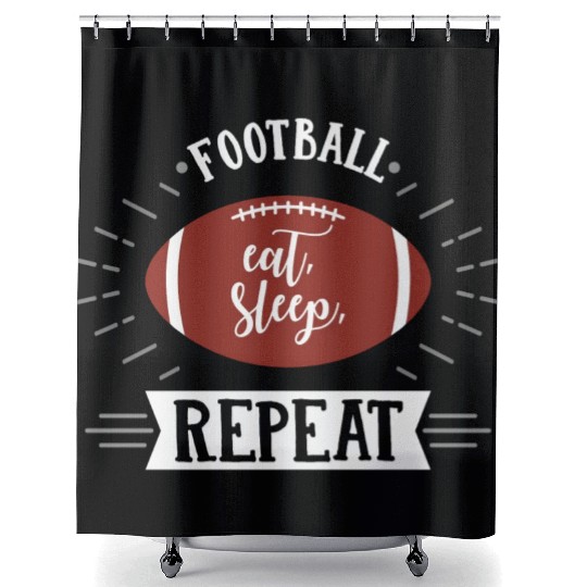 Football Eat Sleep Repeat Sports Babe Game Day Mom Shower Curtains