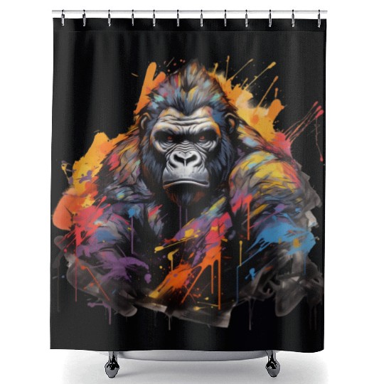 Stoic Gorilla. Quiet Power, Graffiti Style. Shower Curtains