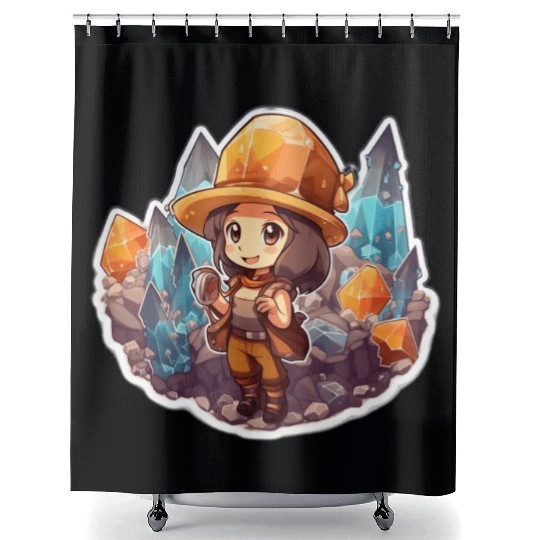 Crystal Miner Co Vintage Cartoonish Shower Curtains