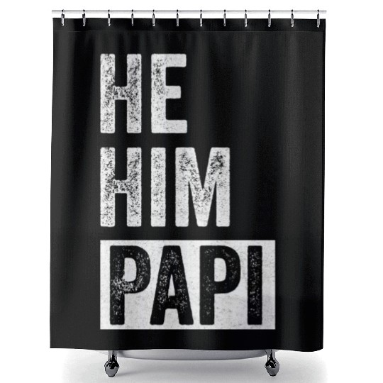 Papi Lover Valentine Quote Funny He Him Papi Shower Curtains