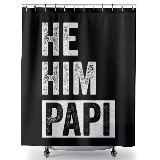 Papi Lover Valentine Quote Funny He Him Papi Shower Curtains