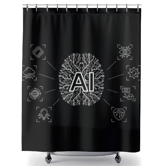 AI - AI Brain & AI Artificial Intelligence Robot A Shower Curtains