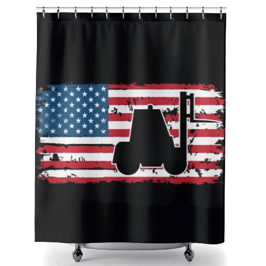 Forklift Driver Usa Flag Shower Curtains