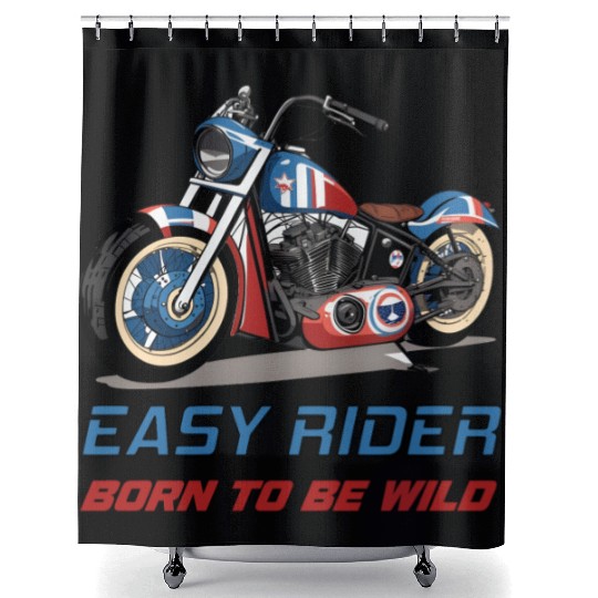 Easy Rider Motorcycle Chopper Stars and Stripes Shower Curtains