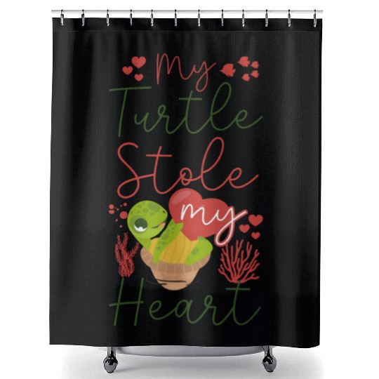 Sea Turtle Tortoise Valentines Day Shower Curtains