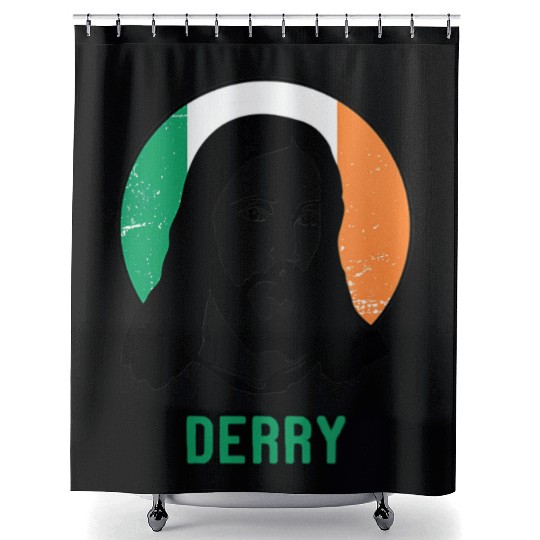 Derry Ireland Flag Jesus St Patricks Day Shower Curtains