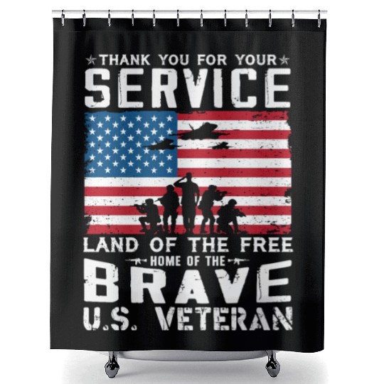 US Army Veteran Land Of The Free Shower Curtains