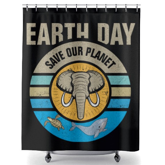 Earth Day Save Our Planet Conservation Design Shower Curtains