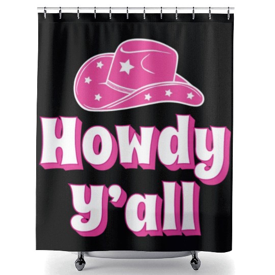 Howdy Y all Pink Cowboy Hat Shower Curtains