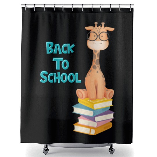 Back To School Giraffe Shower Curtains