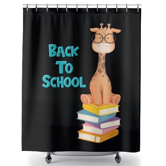 Back To School Giraffe Shower Curtains