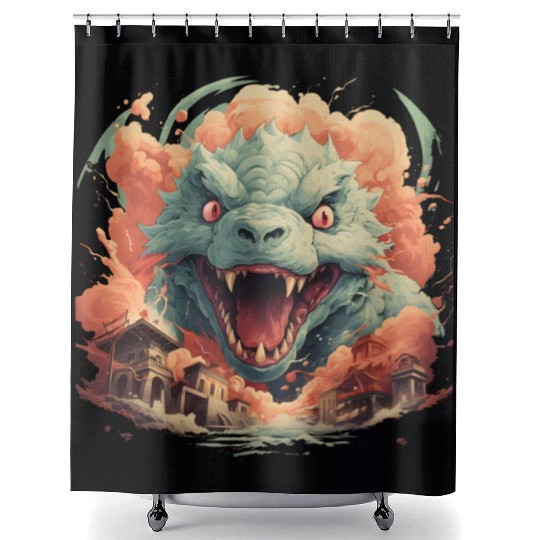 Kaiju: Cityscape Destructor Shower Curtains
