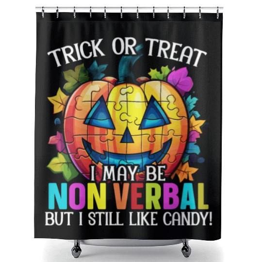 Autism Halloween Trick Or Treat Autism Awareness Shower Curtains