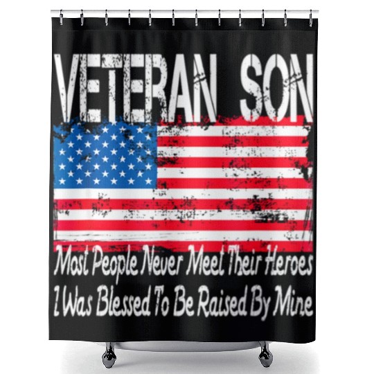 vintage american flag us military family veteran s Shower Curtains
