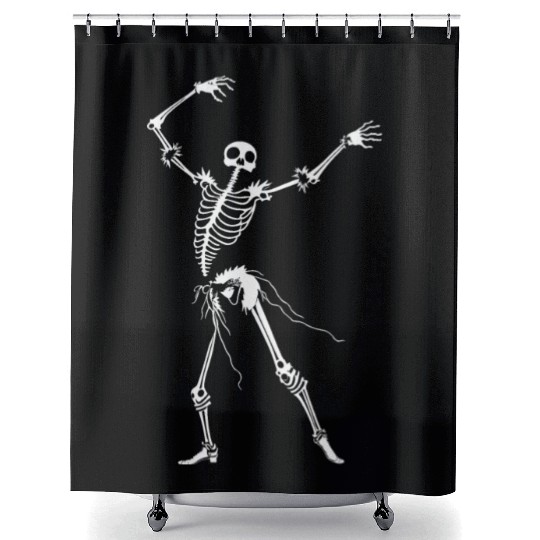 Dancing Skeleton White Shower Curtains