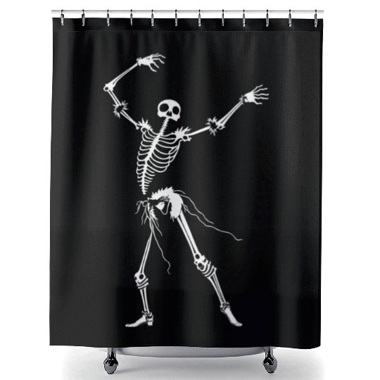 Dancing Skeleton White Shower Curtains