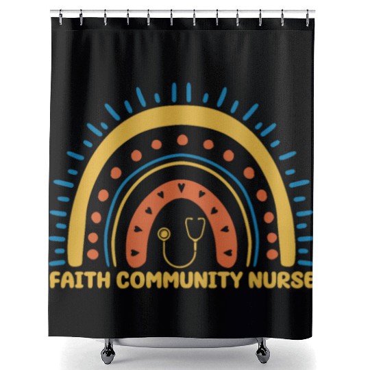 Faith Community Nurse Boho Rainbow Shower Curtains