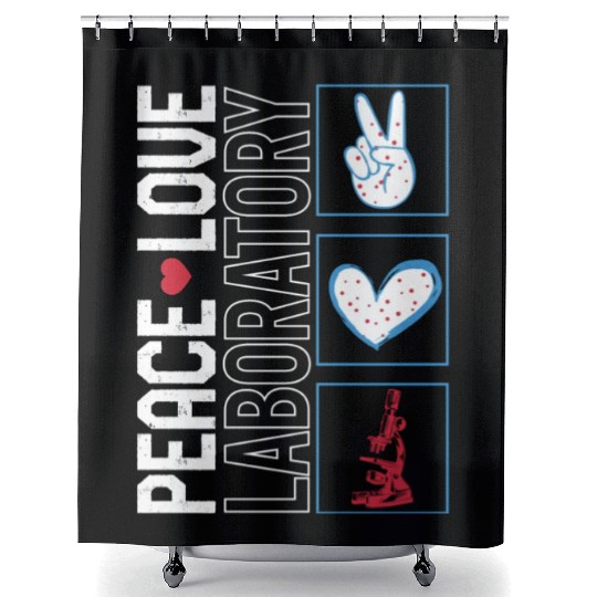 Science Shower Curtains, Peace Love Laboratory Shower Curtains,