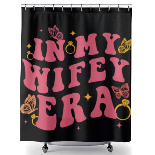 In my Wifey-era in my engagement era Bride-to-be Shower Curtains