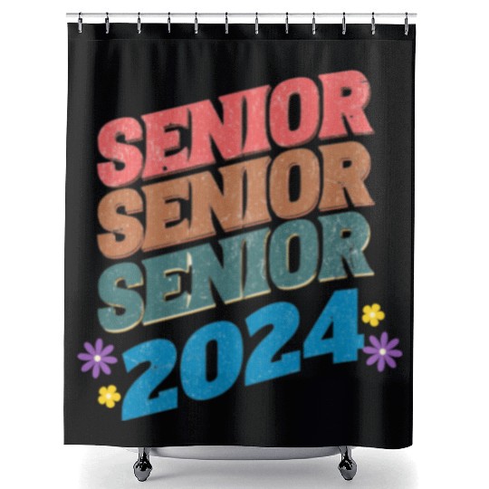 Groovy Senior 2024 Back To School Graduation Class Shower Curtains