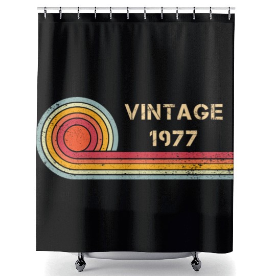 Vintage 1977 birthday retro design Shower Curtains