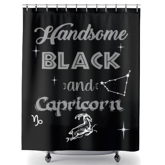 Handsome Black Capricorn Shower Curtains