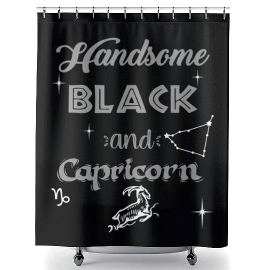 Handsome Black Capricorn Shower Curtains