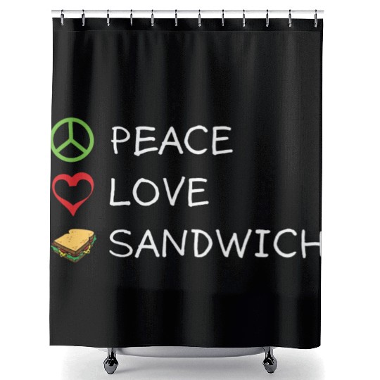 Peace Love Sandwich Hippie Sandwich Lover Shower Curtains