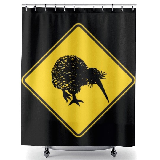 New Zealand Attention Kiwi Street Sign Camping Shower Curtains
